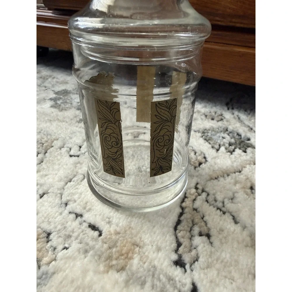 Vintage Jar With Lid/Apothecary W/Gold Trim ~6.5